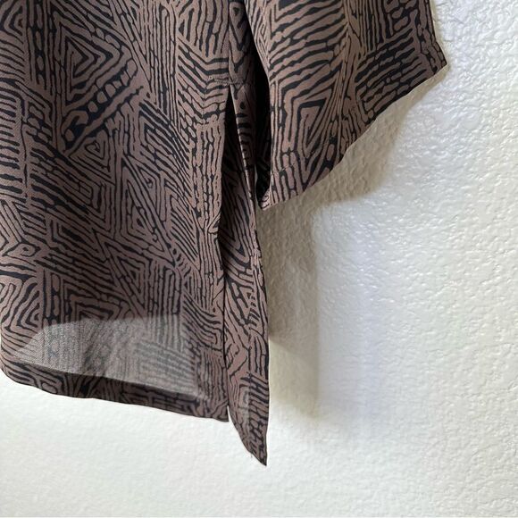 Chico’s Design 100% Silk Tribal Print Button Front Long Sleeves Shirt - Picture 5 of 12